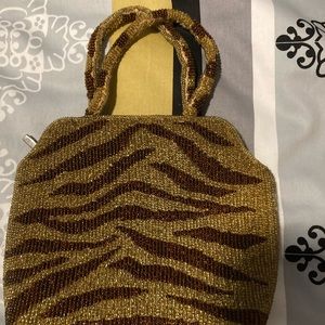 Animal print beaded small handbag